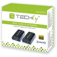 Techly Idata Extip-373 Av pagarinātājs Audio/Video raidītājs un uztvērējs Melns