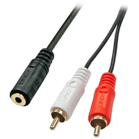 Lindy 35677 audio kabelis 0,25 m 2 x Rca 3.5Mm Melns, Sarkans, Balts
