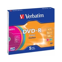 Matricas Dvd-R Azo Verbatim 4.7Gb 16X Colour, 5 Pack Slim