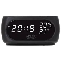 Adler  Clock with Thermometer Ad 1186 Black