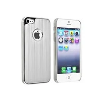 Apple iPhone 5 Luxury Brushed White Metal Aluminum Chrome Silver Hard Back Case Cover maks
