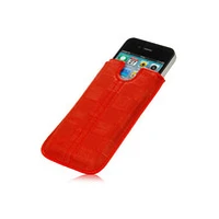 Apple iPhone 4/4S Checkered Net-Style Design Leather Pouch Case Red maks