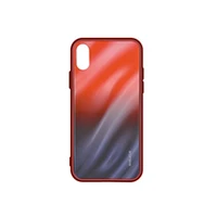 Evelatus Galaxy A10 Water Ripple Gradient Color Anti-Explosion Tempered Glass Case Samsung Red-Black