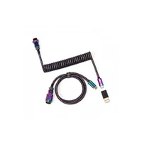 Keychron Premium Coiled Aviator Cable - Rainbow Plated Black  Straight