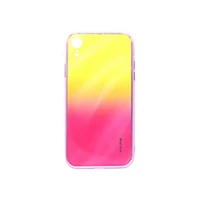 Evelatus iPhone Xr Water Ripple Gradient Color Anti-Explosion Tempered Glass Case Apple Yellow-Pink