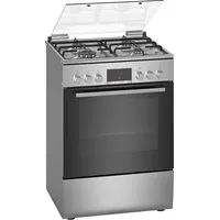 Bosch Serie 4 Hxn390D50L cooker Freestanding Gas Black, Stainless steel A  4242005041428 Agdboskws0011