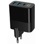 Lādētājs Gembird 3-Port 30W Gan Usb Fast Charger Lcd Black  Ta-Uc-Pdqc30Lcd-Bk-02 8716309129626