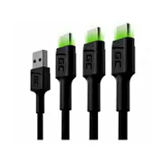 Green Cell Usb Male - Type-C x 3 1.2M Led Backlight  Kabgcset02 5907813961373