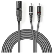 Kabelis Nedis Xlr M - 2X Rca 3M  Coth15200Gy30 5412810295760