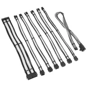 Psu kabeļu pagarinātāji Kolink Core Pro Braided Cable Extension Kit 12V-2X6 Type 2 - Jet Black/ White  Corepro-Ek-12Vt2-Bwh 5999094005709