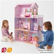 Liela koka leļļu māja ar mēbelēm 112 cm Cb85293 