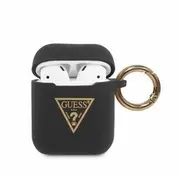 Maciņš austiņām Guess  Airpods Triangle Silicone Case Black Guaca2Lstlbk 3700740493687
