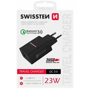 Swissten Premium Tīkla Lādētājs 2X Usb / Qc3.0 23W  Sw-T-23W-Qc30-Bk 8595217475922