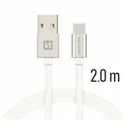 Swissten Textile Universāls Quick Charge 3.1 Usb-C Datu un Uzlādes Kabelis 2M  Sw-Qu-Typc-3.1-2M-Si 8595217455351