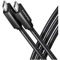 Axagon Data and charging Usb 3.2 Gen 1 cable length 1.5 m. Pd 60W, 3A. Black braided.  Bucm3-Cm15Ab