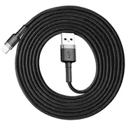 Usb A uz Lightning kabelis Baseus Cafule Calklf-Cg1  neilona pārklājums, Qc3.0 1.5A, 2 m, pelēksmelns 6953156275010
