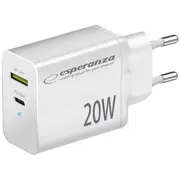 Esperanza Ezc105W Lādētājs Type C 20W  Usb Qc3.0 18W 5901299960578