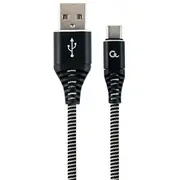 Gembird Usb Male - Type C Premium cotton braided 1M Black  Cc-Usb2B-Amcm-1M-Bw 8716309105972