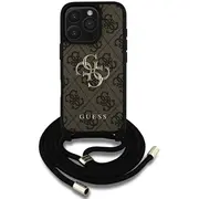 Guess Pu 4G Metal Logo Crossbody Strap Case Maciņš priekš Apple iPhone 16 Pro Max  Guhcp16Xp4Gmgcrw 3666339434441