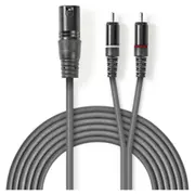 Kabelis Nedis Xlr M - 2X Rca 1.5M  Coth15200Gy15 5412810295753