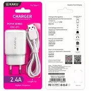 Lādētājs iKaku Ksc-373 2In1 2.4A Usb tīkla lādētājs ar integrētu 1 m TypeC kabeli, balts  Ksc-373-Tyc-Wh 6921042113654