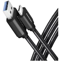 Axagon Data and charging Usb 3.2 Gen1 cable lengh 2 m. 3A. Black braided.  Bucm3-Am20Ab 8595247906274