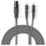 Kabelis Nedis Xlr F - 2X Rca M 3M  Coth15220Gy30 5412810295814