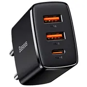 Lādētājs Baseus Compact Quick Charger 2 x Usb  Usb-C 30W Black Ccxj-E01 6953156207295