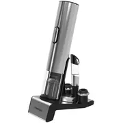 Prestigio Garda, smart wine opener, simple operation with 2 buttons, aerator, vacuum stopper preserver, foil cutter, opens up to 50 bottles wihout recharging, premium design, 500Mah battery, Dimensions D 17Mm H 290Mm W100 mm, silver color.  Pwo105Sl 8595248150317