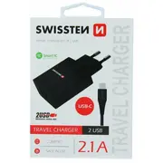 Swissten Smart Ic Tīkla Lādētājs 2X Usb 2.1A ar Usb-C vadu 1.2 m  Sw-Set-2X2.1Awcuc-Bk 8595217464414