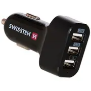 Swissten Triple Premium Auto Lādētājs 5.2A Usb 2.1A  1A Sw-Cch-Tri5.2A-B 8595217440593