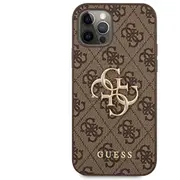 Guess Pu 4G Metal Logo Case Aizsargapvalks priekš iPhone 12/12 Pro / brūns  Guhcp12M4Gmgbr 3700740504543