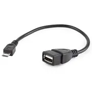 Kabelis Gembird Otg Usb Female - Microusb Male 0.15M Black  A-Otg-Afbm-03 8716309085670