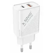 Lādētājs Savio Wall Usb charger Quick Charge Power Delivery 3.0 18W  La-04 5901986046790