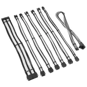 Psu kabeļu pagarinātāji Kolink Core Pro Braided Cable Extension Kit 12V-2X6 Type 1 - Jet Black/ White  Corepro-Ek-12Vt1-Bwh 5999094005693