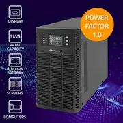Qoltec 52282 Online Ups  3Kva 3000W Power factor 1.0 Battery 6X12V/7A Ups-On-3000-1.0-Ql 310000199007