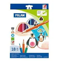 Zīmuļi krāsainie 18 krāsas trīsstūrveida Milan  Mil07195