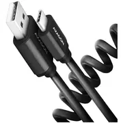 Axagon Data and charging Usb 2.0 cable lengh 0.6M. 3A. Black twisted.  Bucm-Am10Tb