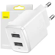 Baseus Kompaktais Lādētājs 2 x Usb / 10,5W  Bra011959 6932172606916