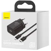 Baseus Tzccsup-B01 Tīkla Lādētāja Komplekts / Super Si 1C Qc Vads Type-C uz Lightning 1M 20W  6953156230057