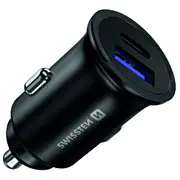 Swissten Metāla Auto Lādētājs ar Power Delivery Usb-C  Quick Charge 3.0 / 36W Mobīlajiem telefoniem un Planešetdatoriem Sw-Cch-Me2-Qc3.0-Pd-36W-Bk 8595217474154