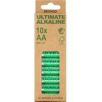 Aa Lr6 baterijas 1.5V Deltaco Ultimate Alkaline iepakojumā 10 gb.  Bataa.alk.del10 7333048055330