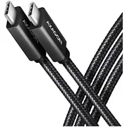 Axagon Data and charging Usb 3.2 Gen 1 cable length 2 m. Pd 60W, 3A. Black braided.  Bucm3-Cm20Ab