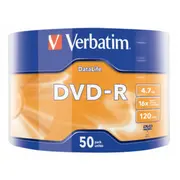 Matricas Dvd-R Data Life Verbatim 4.7Gb 16X 50 Pack Matt Silver Wrap Spindle  43791V 0023942437918
