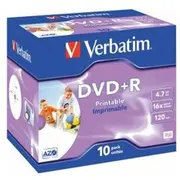 Matricas DvdR Azo Verbatim 4.7Gb 16X Printable Id Branded, 10 Pack Jewel  43508V 023942435082
