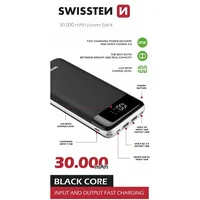 Swissten Black Core Premium Recovery Power Banka Uzlādes baterija / Usb Usb-C 30000 mAh  Sw-Pwb-Blc-30000 8595217464957