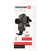 Swissten W2-Av5 Air Vent Turētājs Gaisa Restei Ar 15W  Wireless Uzlādi Micro Usb Vads 1.2M 8595217469358