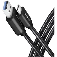 Axagon Data and charging Usb 3.2 Gen 1 cable lengh m. 3A. Black braided.  Bucm3-Am10Ab 8595247906250