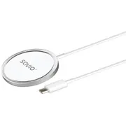 Bezvadu Lādētājs Savio ar Usb - Usb-C kabeli 15W 1M White  La-11 5901986049548