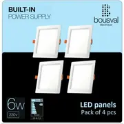 Komplekts 4 gabali kvadrāt formas Led paneļi 6W 3000K 118X118X29Mm ar iebūvētu vadības bloku  Dwns-6Ww-Set-4 3100000776473